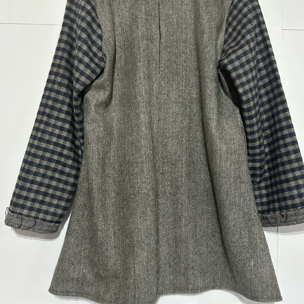 Paper Lace Wool Blend Plaid Patchwork Women's Jacket - Picture 11 of 12